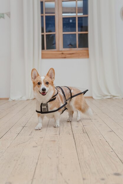 Un chien portant un imperméable