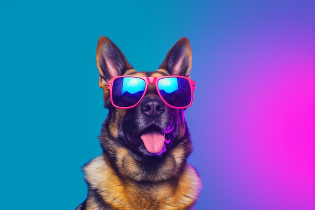 Un chien portant des lunettes qui disent berger allemand