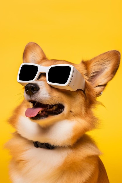 un chien portant des lunettes qui dit chien