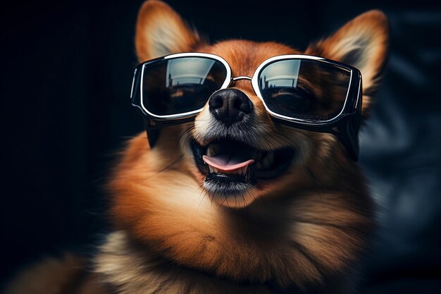 Un chien portant des lunettes de réalité virtuelle