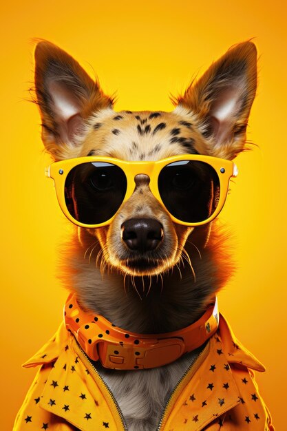 un chien portant des lunettes de soleil et un collier