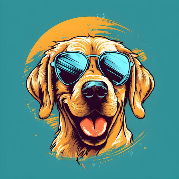 Un chien portant des lunettes de soleil et un fond bleu