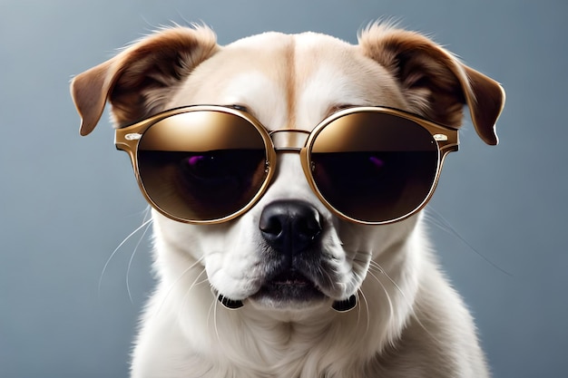 Un chien portant des lunettes de soleil qui dit "chien dessus"