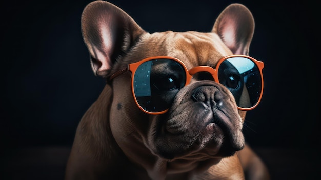 Un chien portant des lunettes de soleil qui dit "chien dessus"