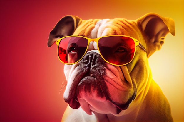 Un chien portant des lunettes de soleil qui dit "chien dessus"