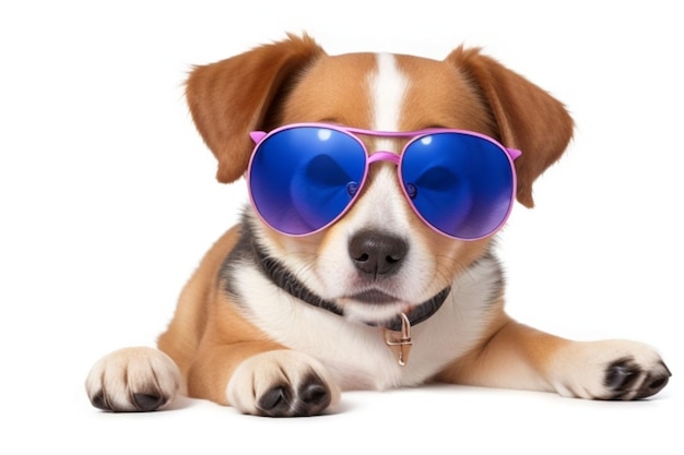 Chien portant des lunettes de soleil