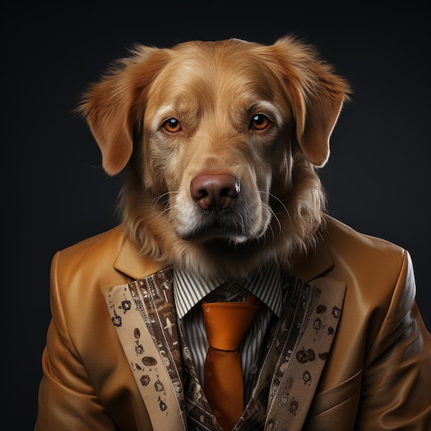 Photo un chien portant des vêtements comme un boss nft art generative ai