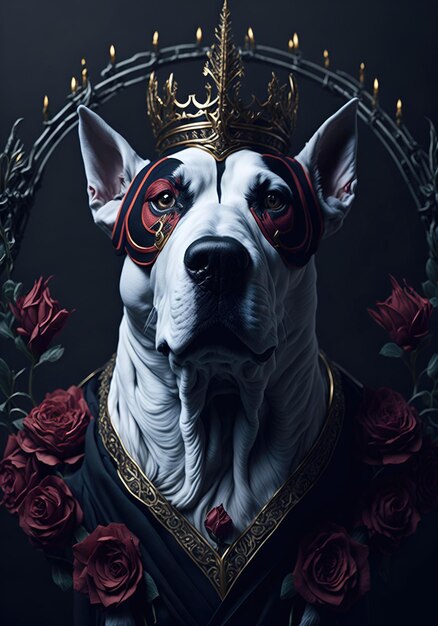 Le chien porte une couronne d'or Generative AI