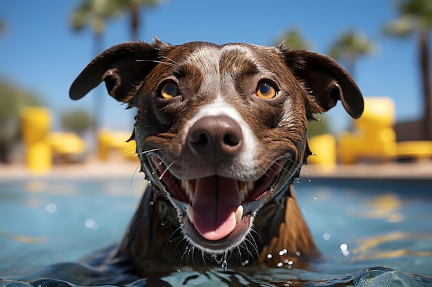 Chien profitant d'une baignade