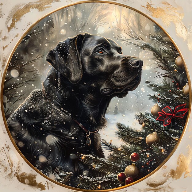 Photo un chien qui a une carte de noël sur lui