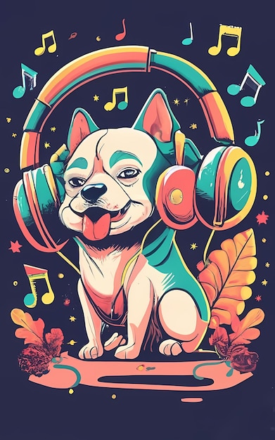 chien qui écoute de la musique