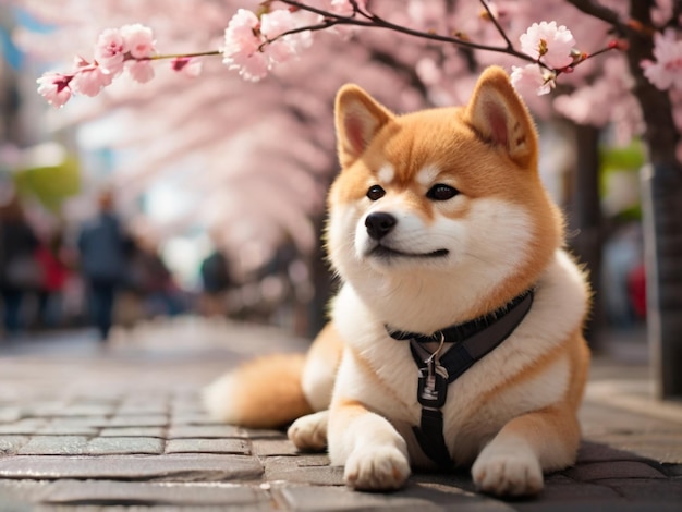 un chien qui est allongé avec un collier qui dit le chien