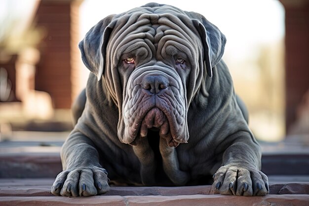 Photo un chien qui est allongé sur un porche