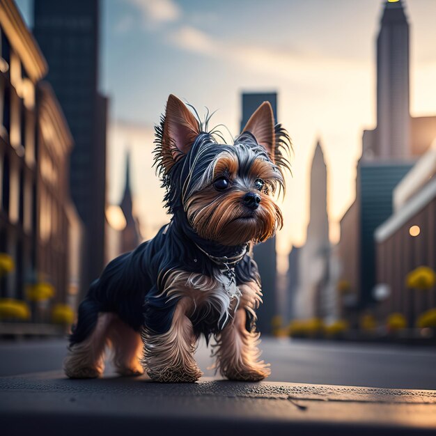 Un chien qui se tient dans la rue