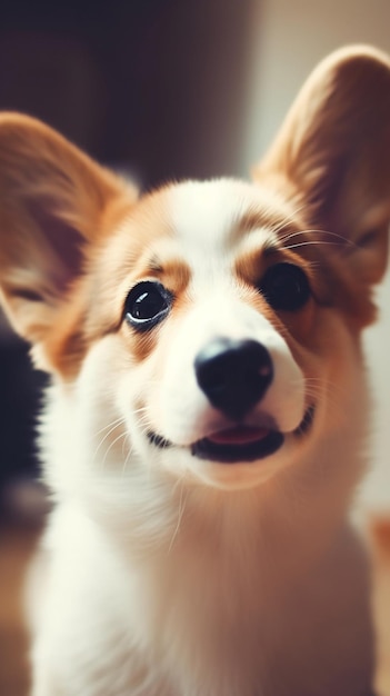 Un chien qui sourit et qui a le nez noir