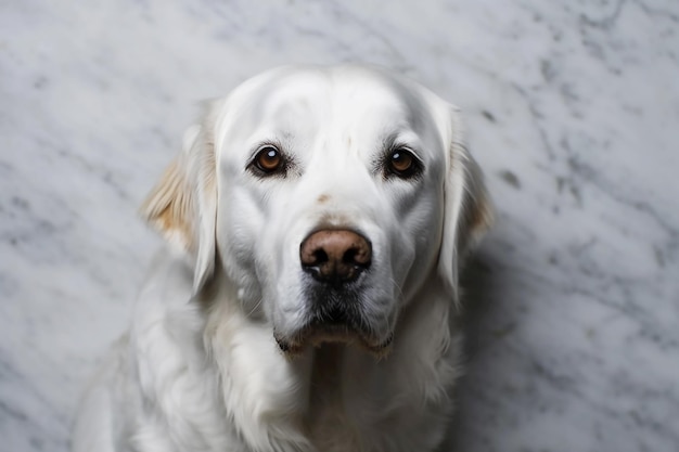 Un chien regarde la caméra.