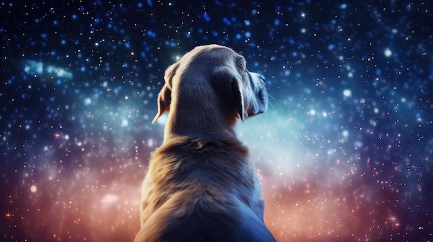 Un chien regarde les étoiles