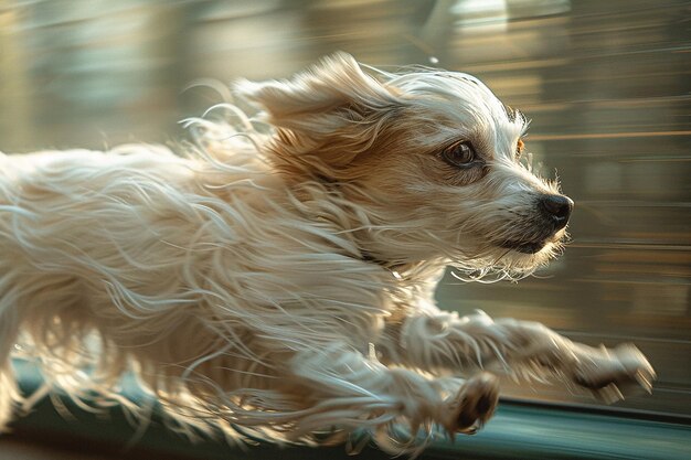 un chien regarde par la fenêtre d'une voiture