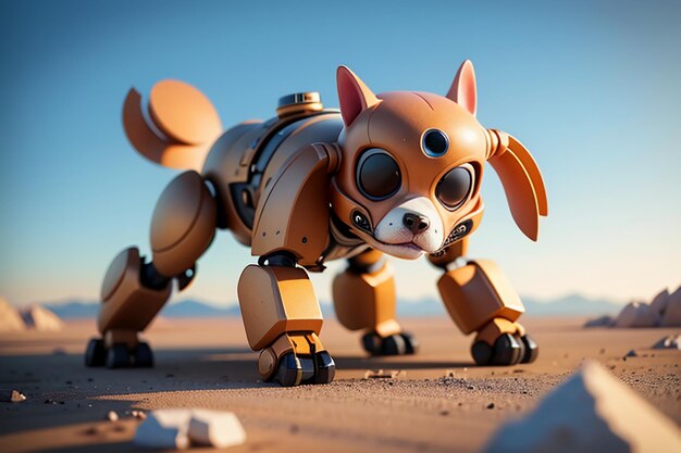 Photo chien robot ai robot intelligent papier peint d'arrière-plan illustration d'animal de compagnie électronique nouvelle technologie