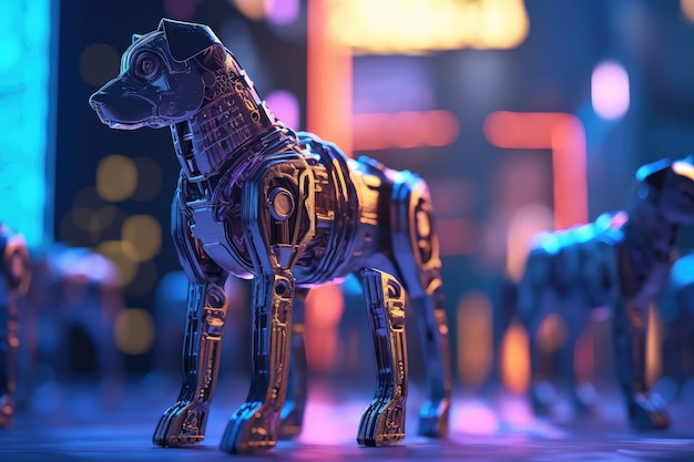 Chien robot cyberpunk futuriste ai génératif