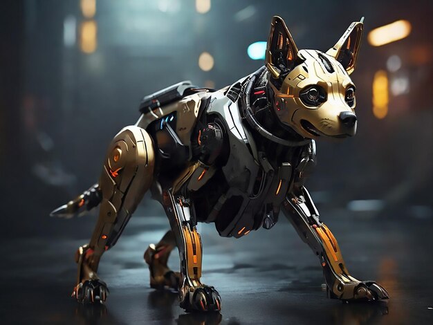 Photo un chien robot cyberpunk futuriste