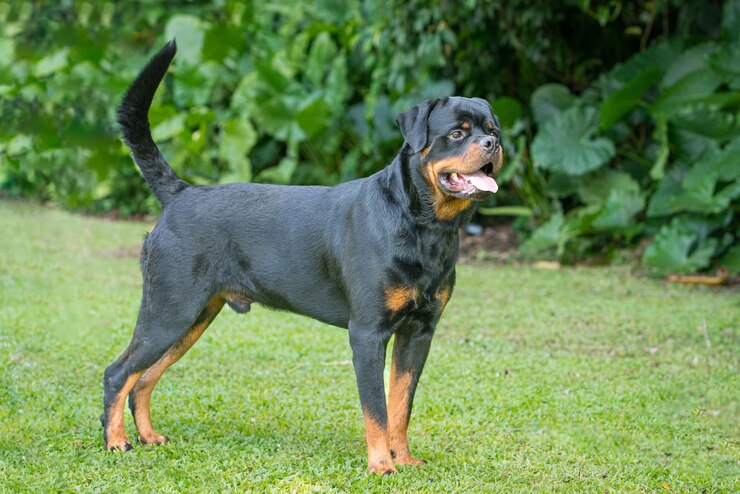 Chien Rottweiler à l'extérieur