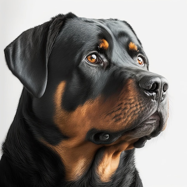 Chien rottweiler isolé sur fond blanc IA générative