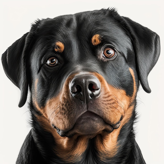 Chien rottweiler isolé sur fond blanc IA générative