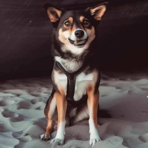 Un chien sur un sable