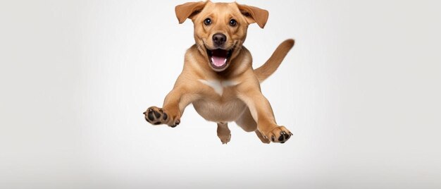 Photo un chien sautant en l'air avec un fond blanc