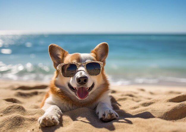 Un chien se détend à la plage