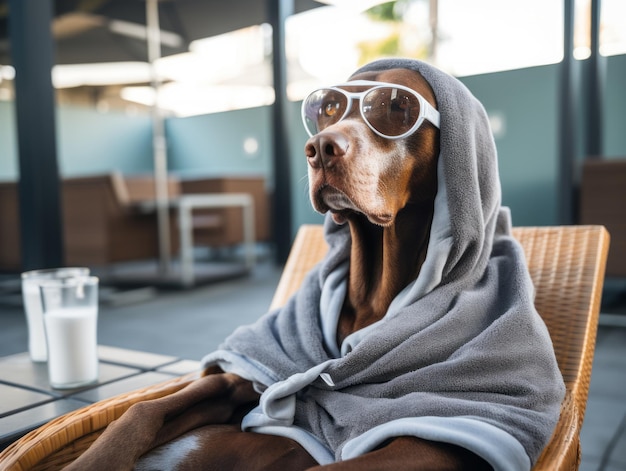 Chien serein bénéficiant d'un massage dans un spa pour animaux de compagnie