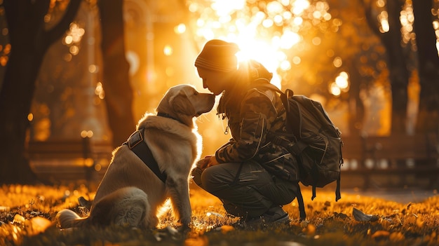 Photo un chien de service loyal aidant son maître dans les tâches quotidiennes leur partenariat est un témoignage de l'incroyable lien entre les humains et les animaux