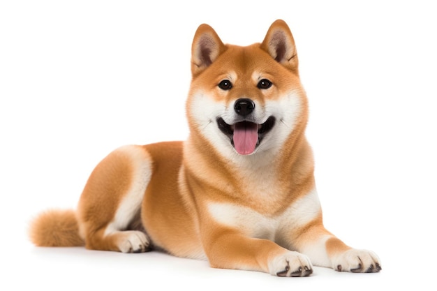 Photo chien shiba inu aux cheveux roux isolé sur fond blanc