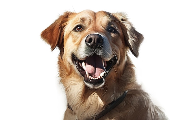 Chien souriant isolé sur fond blanc Généré par AI