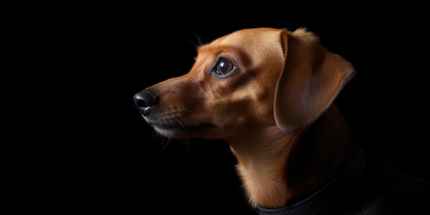 Chien teckel sur fond noir