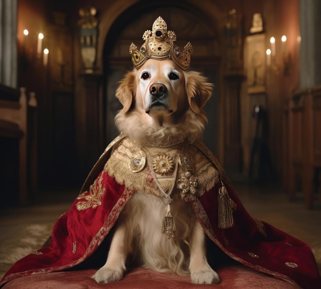 Un chien en tenue royale