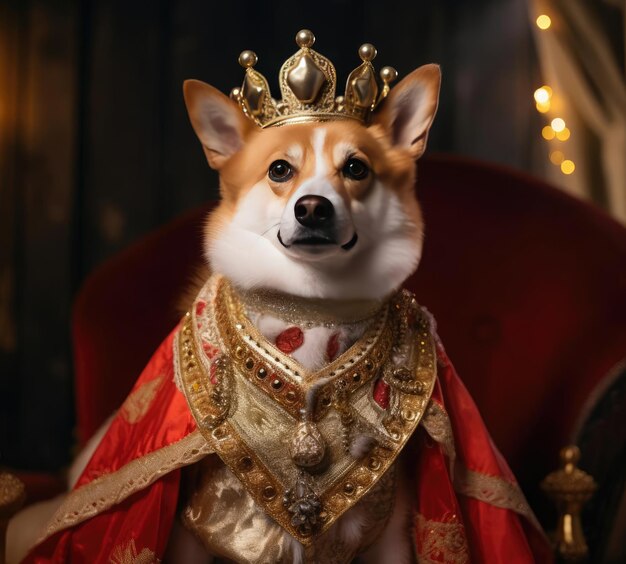 Un chien en tenue royale