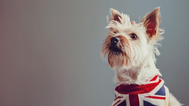 Photo chien terrier dans un pull union jack madonna di campigli italie ai générative