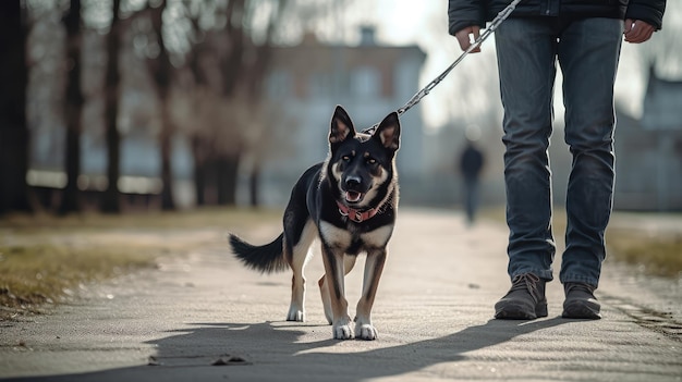 Photo chien tirant la laisse de commande