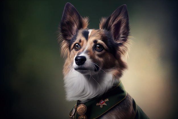 Un chien en uniforme militaire