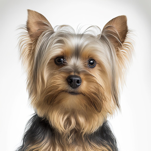 Chien Yorkshire Terrier isolé sur fond blanc IA générative