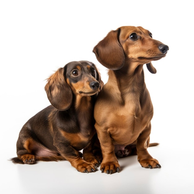 Des chiens amoureux sur un fond blanc isolé