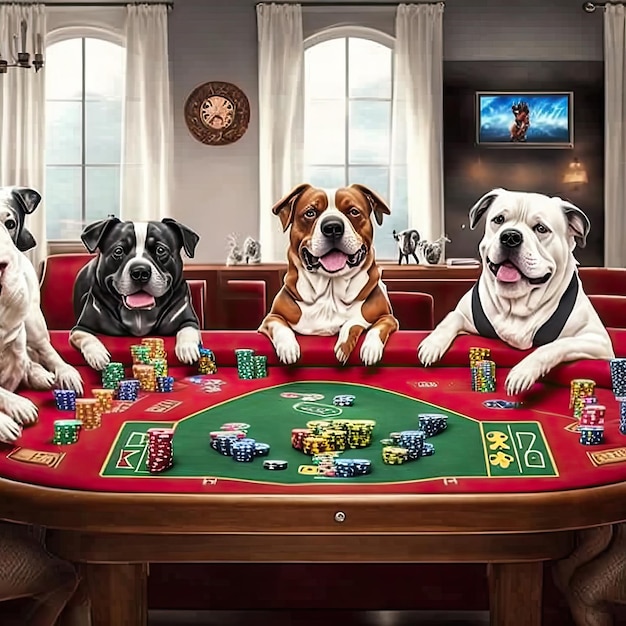 Chiens jouant au poker art mural - photographie - chiens jouant au poker par le studio d'impression