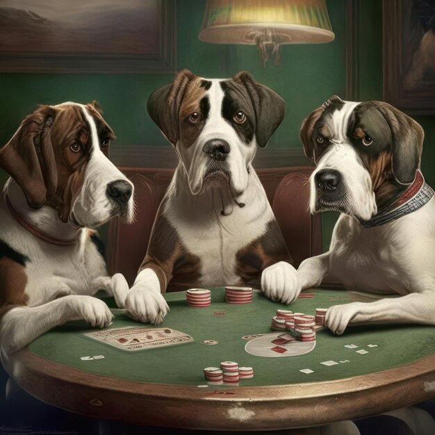 Les chiens jouent au poker.