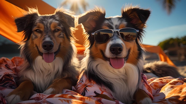 chiens de races différentes portant des lunettes cool