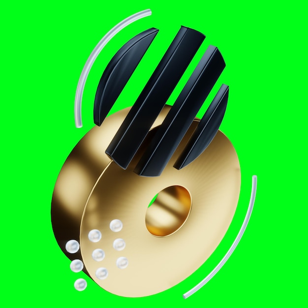 Chiffre créatif numéro huit isoler sur fond vert design moderne style magazine design noir et or luxe isométrique 3D rendu 3D illustration 3D