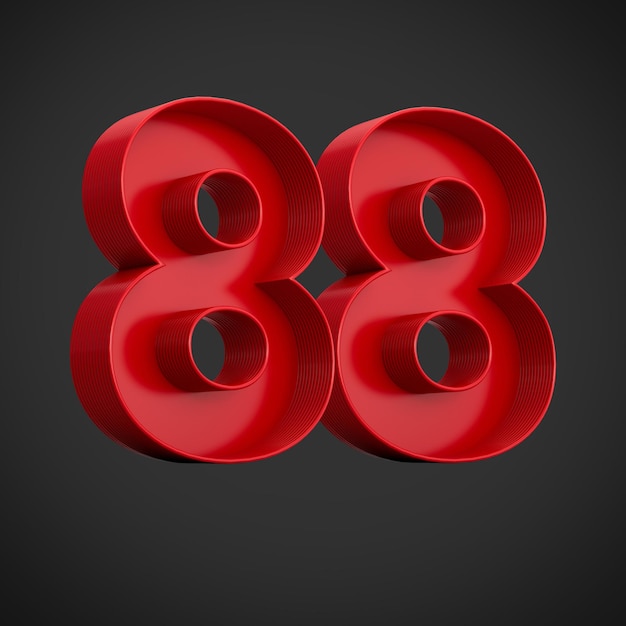 Chiffre rouge 88 avec illustration 3d de l'ombre intérieure