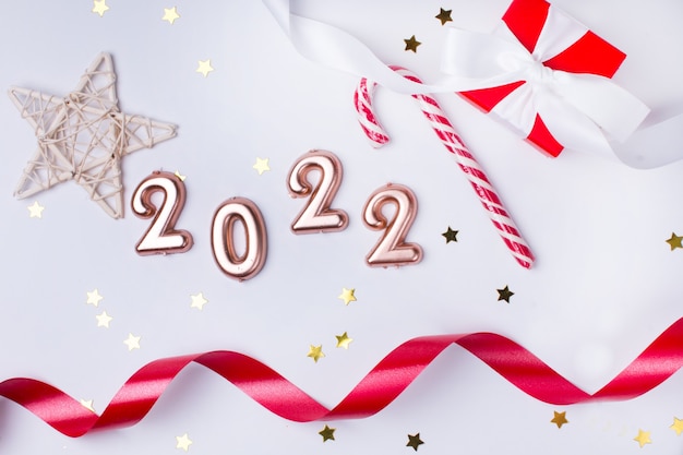 Les Chiffres Sont 2022. La Nouvelle Année 2022 Est La Fête De Noël.