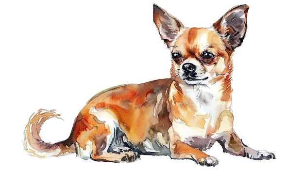 Photo un chihuahua capricieux et délicat portrait à l'aquarelle d'un chien ludique